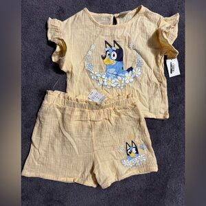Toddler Girls Bluey Yellow 2 Piece Short Outfit Set